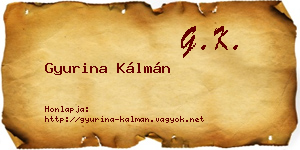 Gyurina Kálmán névjegykártya
